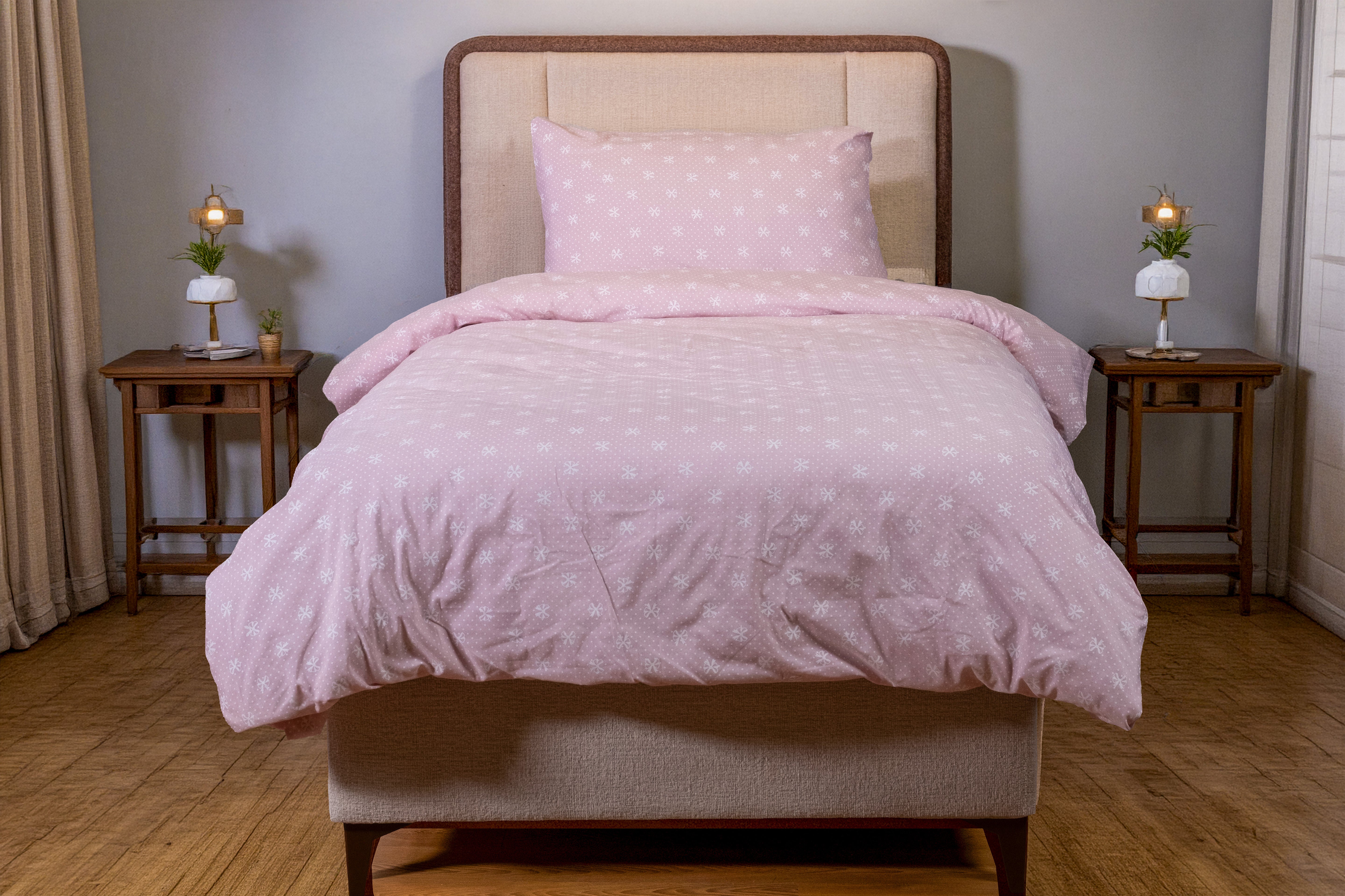 COTTON PINK - Tek Kişilik Nevresim Takımı - 3 Parça