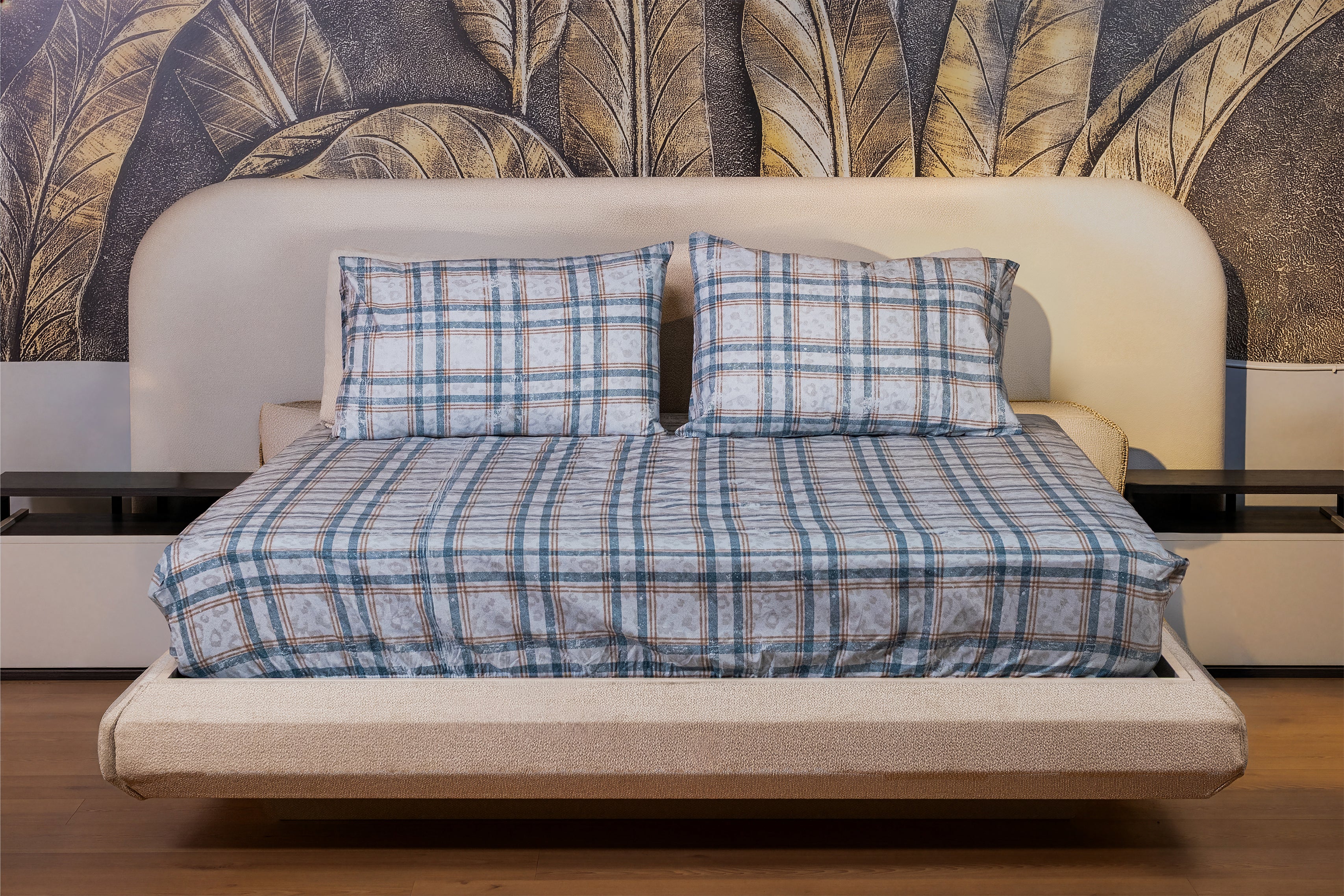 BLUE GRID - Çift Kişilik Nevresim Takımı - 3 Parça