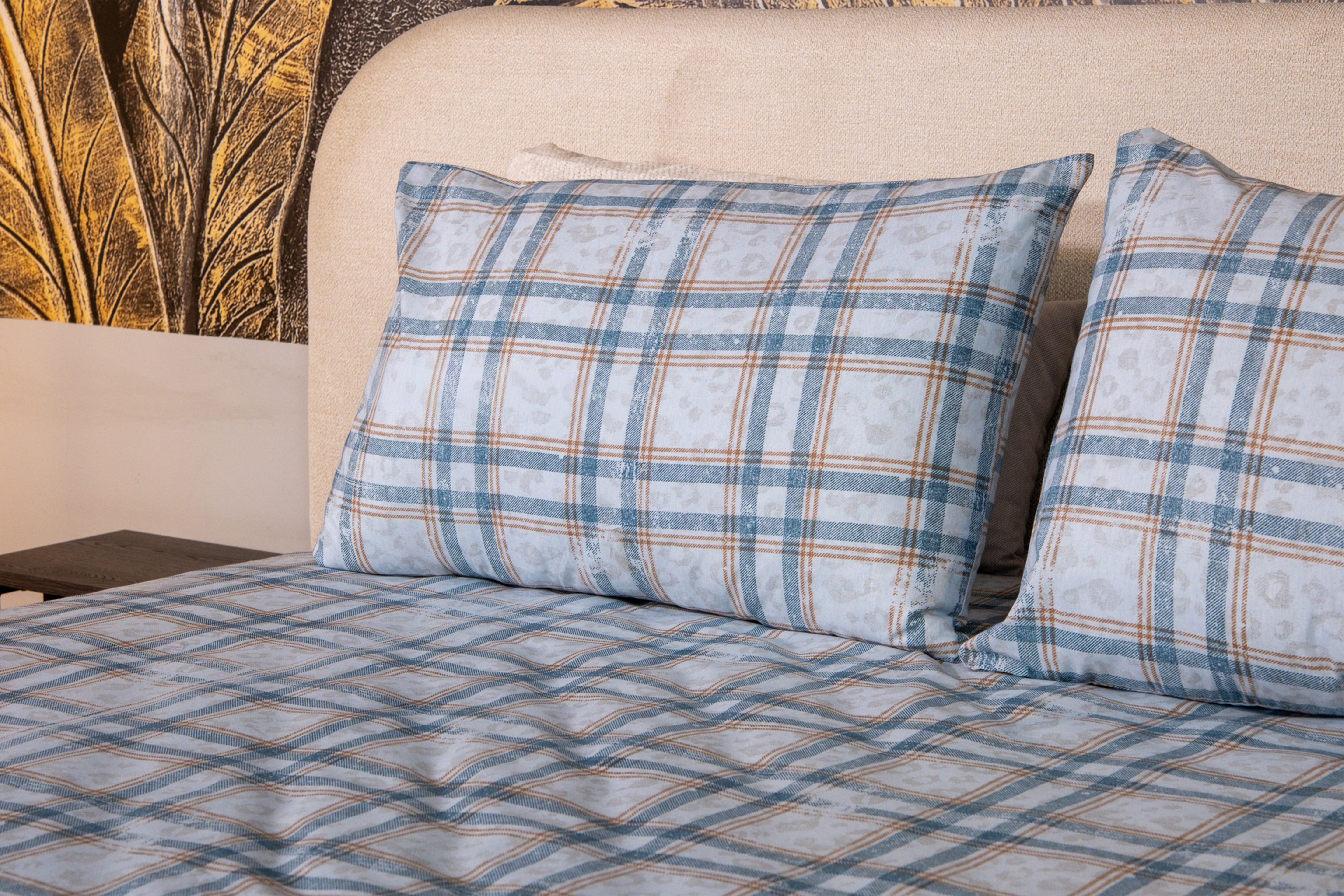 BLUE GRID - Çift Kişilik Nevresim Takımı - 3 Parça