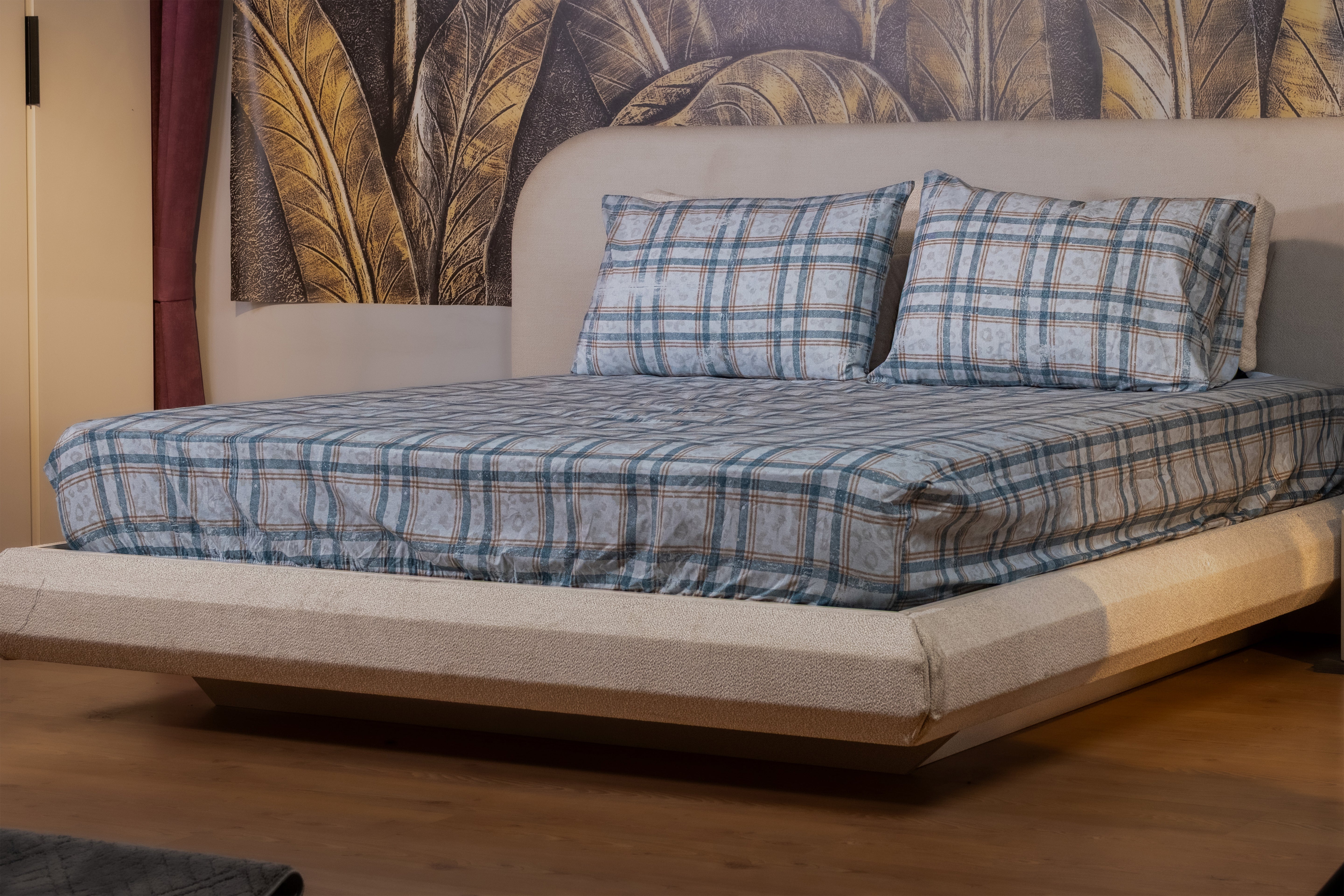 BLUE GRID - Çift Kişilik Nevresim Takımı - 3 Parça