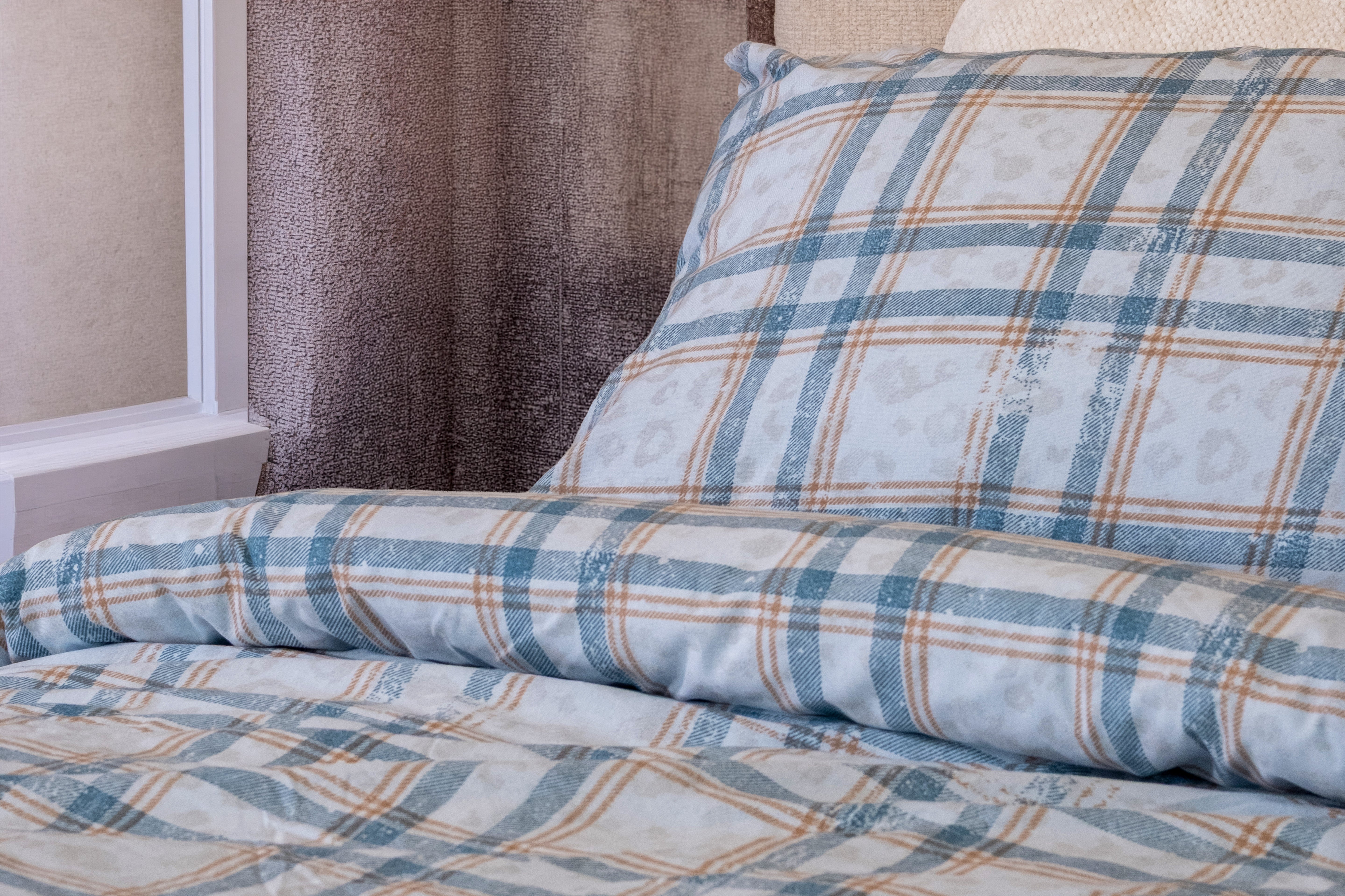 BLUE GRID - Tek Kişilik Nevresim Takımı - 3 Parça